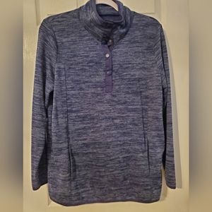 Heathered Navy Blue 3/4 snap long sleeve pullover